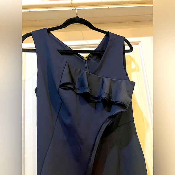 Donna Karan Dresses & Skirts - Donna Karan New York Navy Asymmetrical Raw Edge Dress - size 8, like new